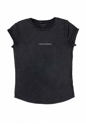 Mira Paris INSTANTES EMBROIDERY ROLL UP - T-shirt imprimé - black denim