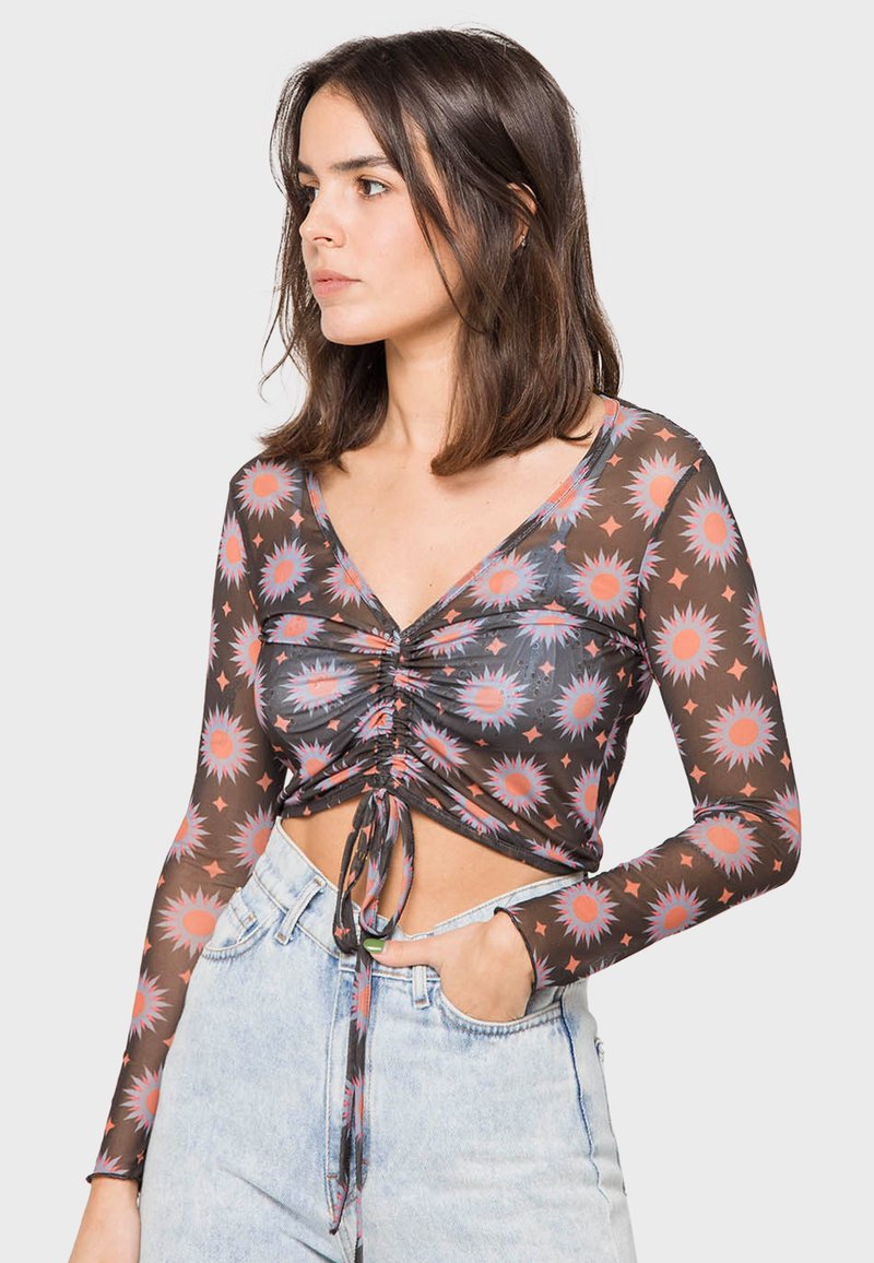 Kaotiko CHANGE HYDRA TULLE - Top dugih rukava - black