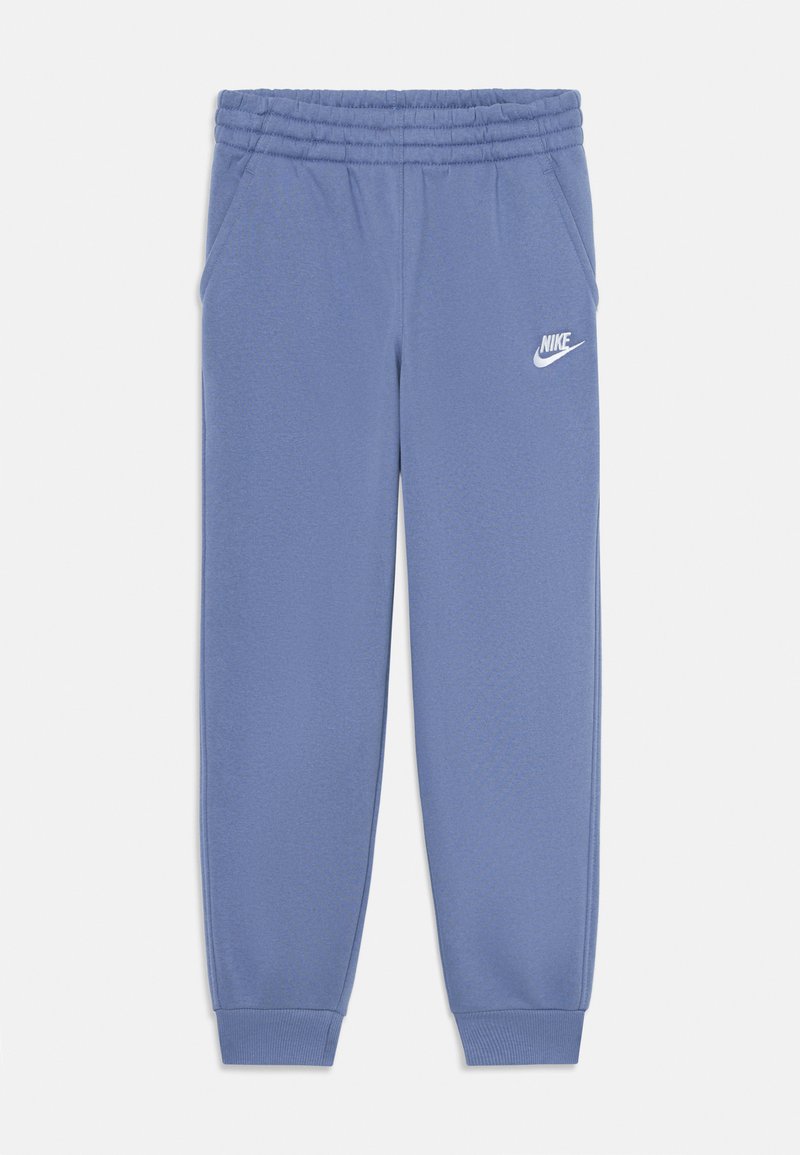 Gai ziliņš Nike sporta bikses ar elastīgu jostu, divām sānu kabatām, ribotiem piedurknēm un baltu logo uz kreisā augšstilba.