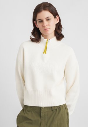 HALF ZIP LOGO SWEATER - Strikkegenser - white dune