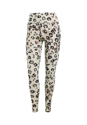 Leggings a stampa leopardata con sfondo cream, macchie nere e marroni, vita alta e cuciture piatte per il massimo comfort.