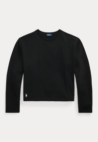 CROPPED COTTON JERSEY LONG SLEEVE TEE - Long sleeved top - black