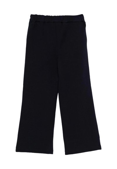 Pantalons larges noirs avec une taille élastique. Fabriqués dans un matériau doux et léger avec une texture lisse. Sans poches ni éléments matériels visibles.
