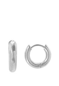 Boucles d'oreilles en argent en forme de cerceau avec une finition lisse et polie. Forme circulaire avec un détail de couture subtil, dotées d'une fermeture à charnière sécurisée.