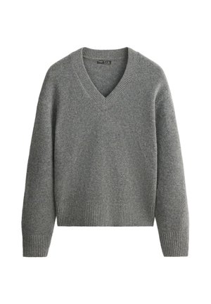 OYSHO, SOFT-TOUCH V-NECK JUMPER - Pullover - mottled grey melange