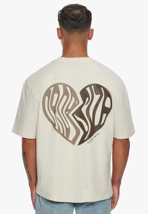 Dropsize HEAVY CREW HEART - Print T-shirt - coconut milk