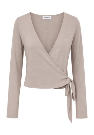 OH APRIL, LUCA WRAP CARDIGAN - Chaqueta de punto - taupe