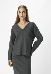 Object OBJREYNARD V-NECK - Maglione - dark grey melange
