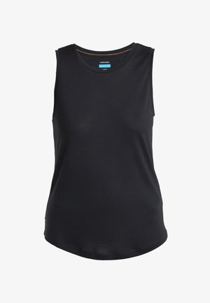 Canotta nera realizzata in cotone leggero. Presenta un collo rotondo e un design senza maniche con un orlo dritto nella parte inferiore.