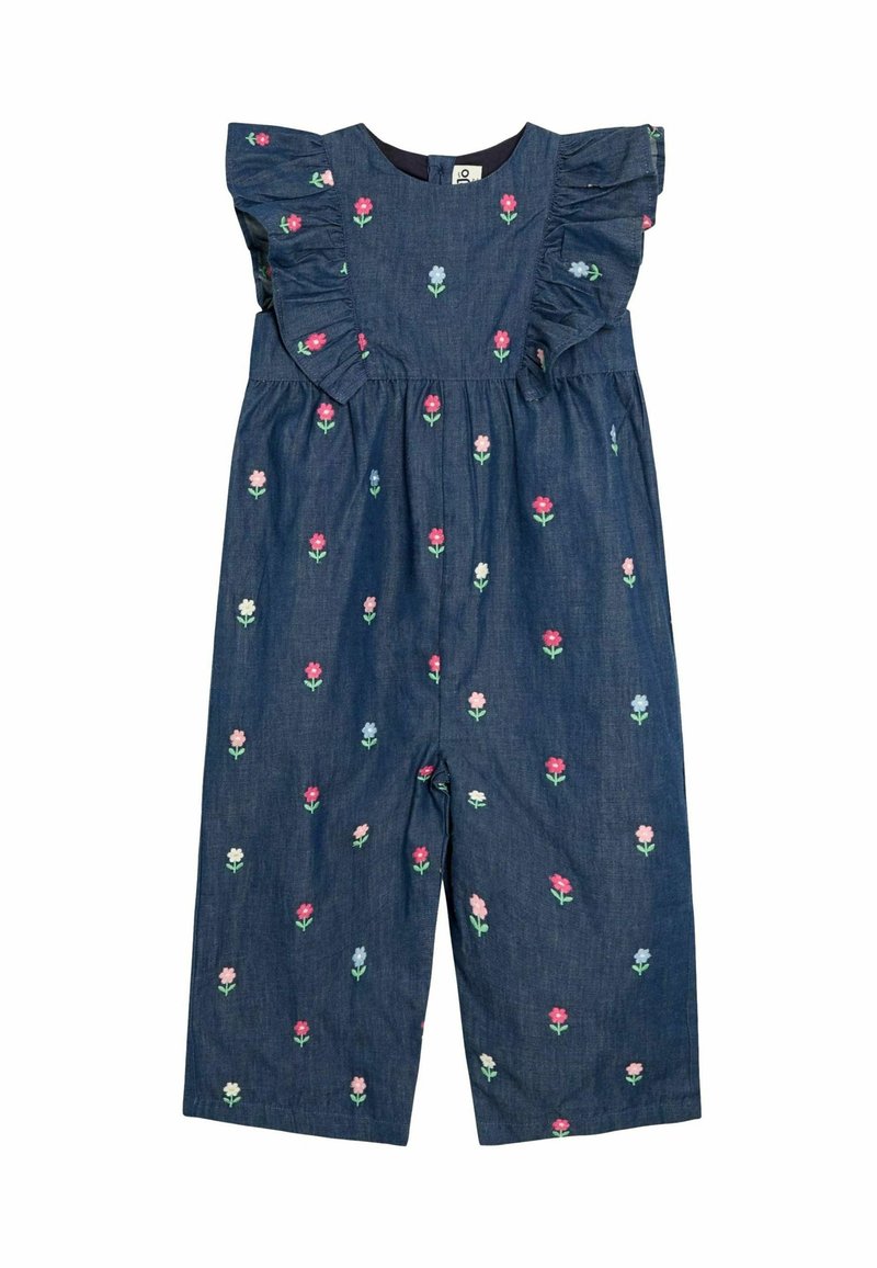 JoJo Maman Bébé - REGULAR FIT - FRILL SHOULDER  - Mono - chambray blue floral embroidered, Ampliar