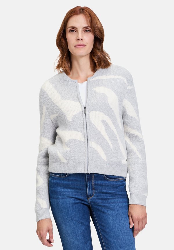 MIT REISSVERSCHLUSS - Strickjacke - grau weiß