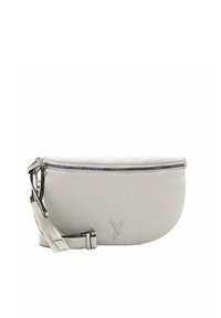 Borsa crossbody perforata bianca con cerniera, tracolla regolabile e nappa decorativa. Texture liscia con un sottile dettaglio logo in rilievo.