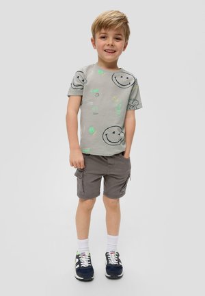 s.Oliver MIT ALL-OVER-SMILEY - Triko s potiskem - taubengrau