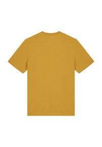 Kurzarm-T-Shirt in senfgelb, aus weichem Stoff gefertigt. Mit Rundhalsausschnitt und normaler Passform, ohne sichtbare Muster oder Akzente.