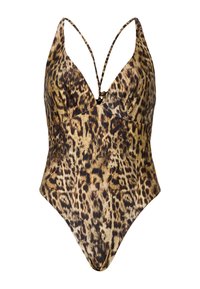 Simpsonsimulerande baddräkt med låg halsringning, justerbara axelband och figurnära silhuett. Tillverkad av mjukt, stretchy material.