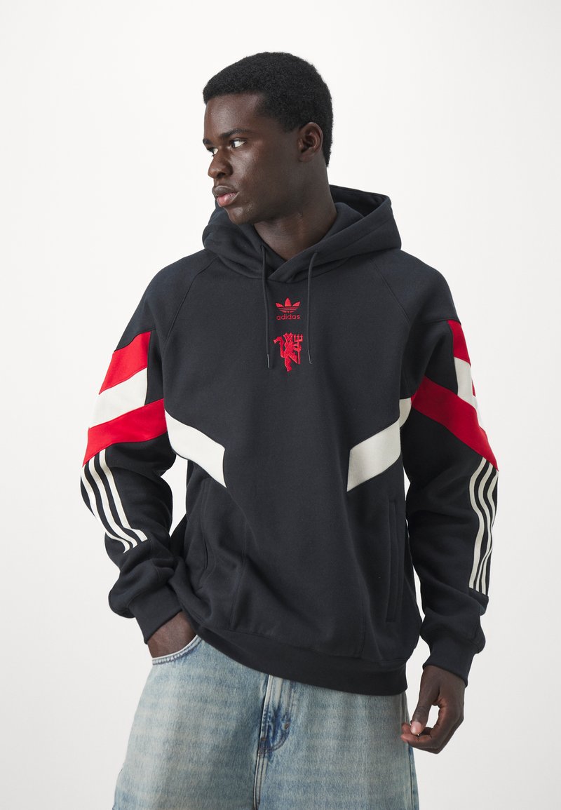 Nouveaux Ensemble Veste A Capuche Survetement Foot Manchester United Rouge Noir 1920 P 2397