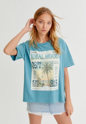 T-shirt con stampa - stone blue denim