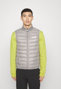 EA7 Emporio Armani WAISTCOAT - Strukirani kaput - grigio chiaro