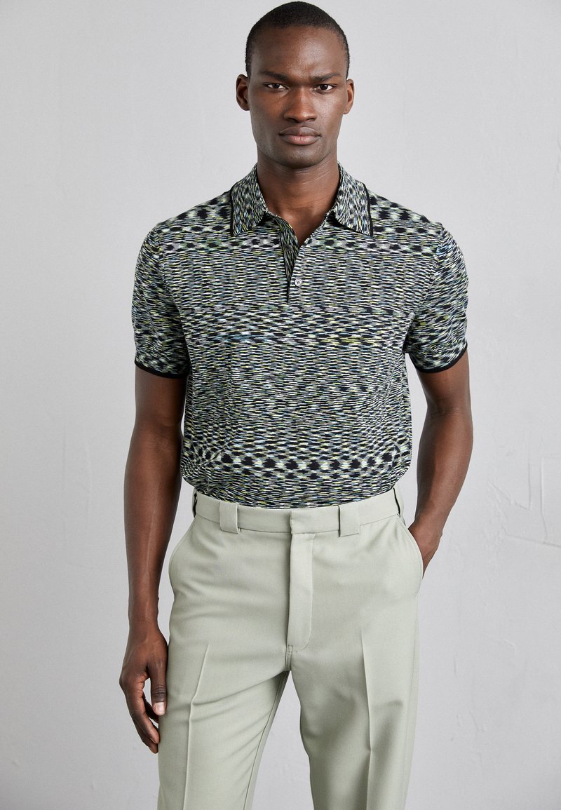 Missoni Short Sleeve Polo Blue And Purple Space Dyed
