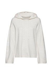 Helle, cremefarbene Kapuzenpullover mit lockerer Passform, langen Ärmeln und einer vorderen Kängurutasche. Mit verstellbaren Kordeln.