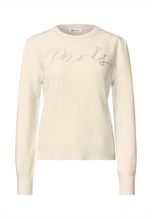 Street One, PULLOVER MIT EMBOIDERY WORDING - Striktrøje - pure beige