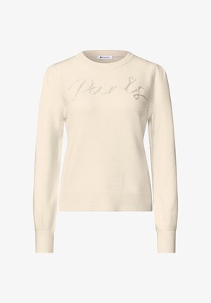 Street One, PULLOVER MIT EMBOIDERY WORDING - Striktrøje - pure beige