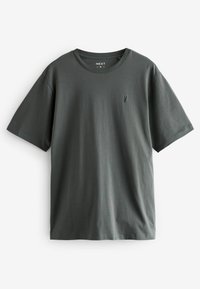 Mørkegrøn bomulds-T-shirt med korte ærmer, rund hals og et lille logodetalje på venstre bryst. Glat tekstur og afslappet pasform.