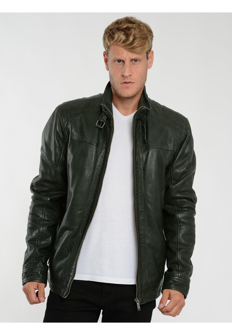 JCC Leather Jacket Bottle Green green Zalando jcc-leather-jacket-bottle-green-green-zalando