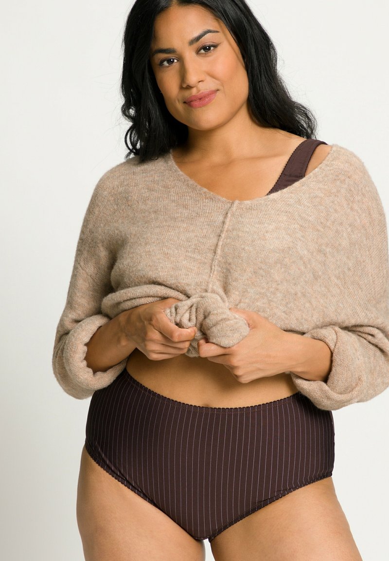Ulla Popken 2ER-PACK NADELSTREIFEN HÖHER GESCHNITTEN - Slip - dark brown