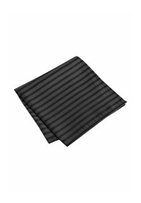 Carré en tissu noir avec un motif texturé de rayures alternées ; présente de petites perforations tout au long pour plus de détail et de profondeur.