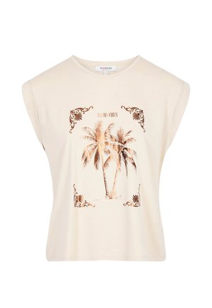 Morgan, MORGAN MORGAN PRINTED T-SHIRT WITH ROUND NECK - T-Shirt print - beige clair