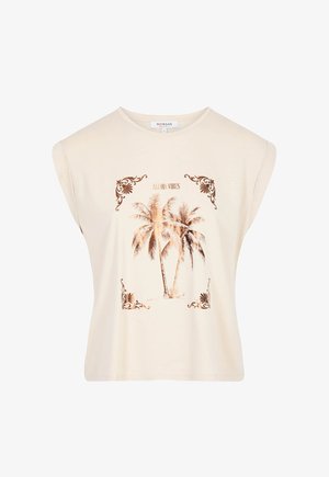 Morgan, MORGAN MORGAN PRINTED T-SHIRT WITH ROUND NECK - Camiseta estampada - beige clair