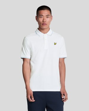 TIPPED - Polo shirt - white/light blue