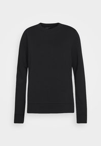 Svart sweatshirt i slät tyg, med rund hals, långa ärmar och ribbstickade manschetter och nederkant för en tajt passform.