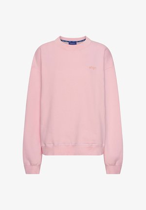 Rosa Sweatshirt mit Rundhalsausschnitt, langen Ärmeln und lockerer Passform. Verfügt über ein kleines "align"-Logo in einem helleren Rosaton. Weiche Textur.