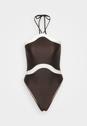 GIARDINO HIGH LEG HALTERNECK SWIMSUIT - Costume da bagno - coffee/off white
