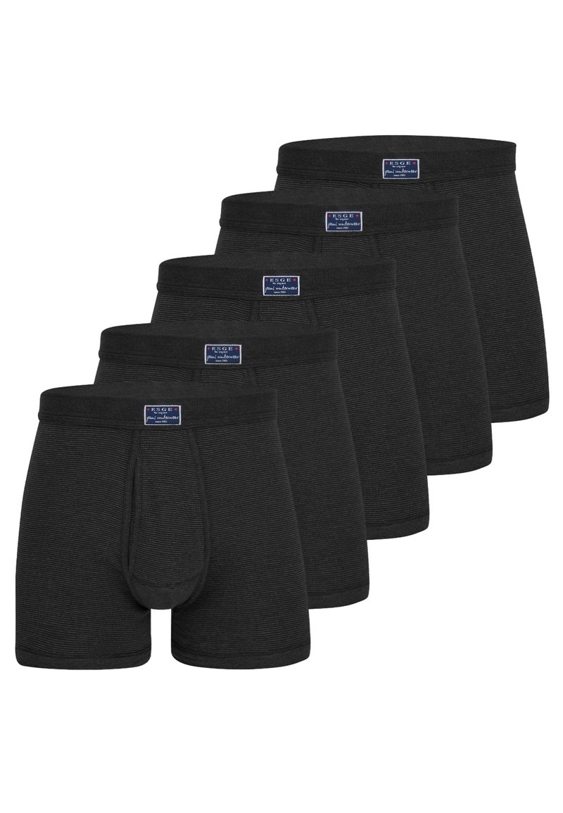 Svarta bomullsboxerbriefs, fempack, med ribbat mönster och elastisk midja med logotags, designade för komfort och passform.