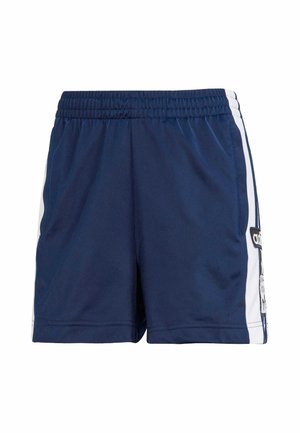 Marineblaue Sportshorts mit elastischem Bund, weißen Seitenstreifen und Logodetail auf der linken Seite. Hergestellt aus glattem, leichtem Stoff.