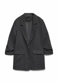 Gråternet blazer med reverskrave, to forlommer og løse ærmer. Fremstillet af tekstureret stof med en blød foring.