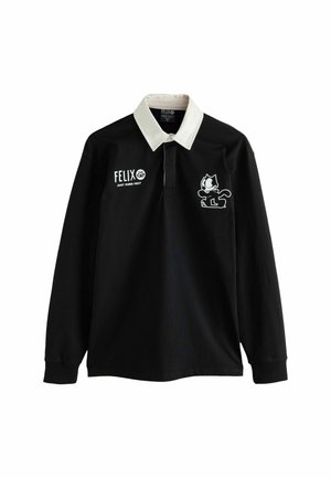 Svart långärmad pikétröja med vit krage. Har en grafik av Felix the Cat och texttryck i kontrasterande vitt. Tillverkas av bomull.