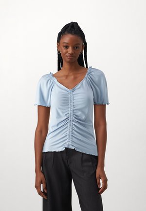 VILA VIBIX RUTCHED - Μπλουζάκι με στάμπα - kentucky blue