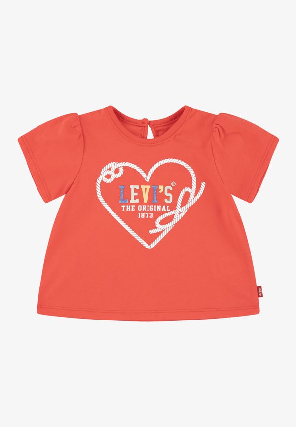 HEART PUFF SLEEVE TEE - Print T-shirt - hibiscus