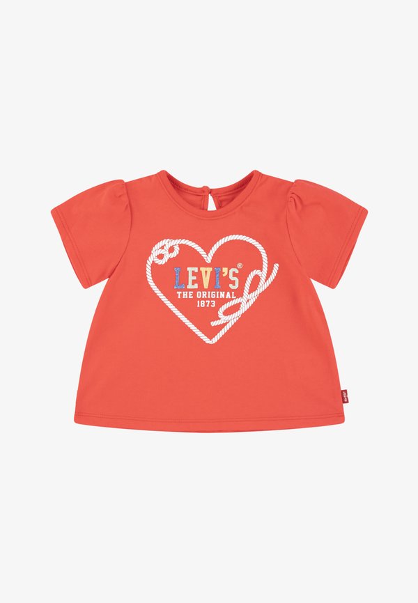 HEART PUFF SLEEVE TEE - Print T-shirt - hibiscus