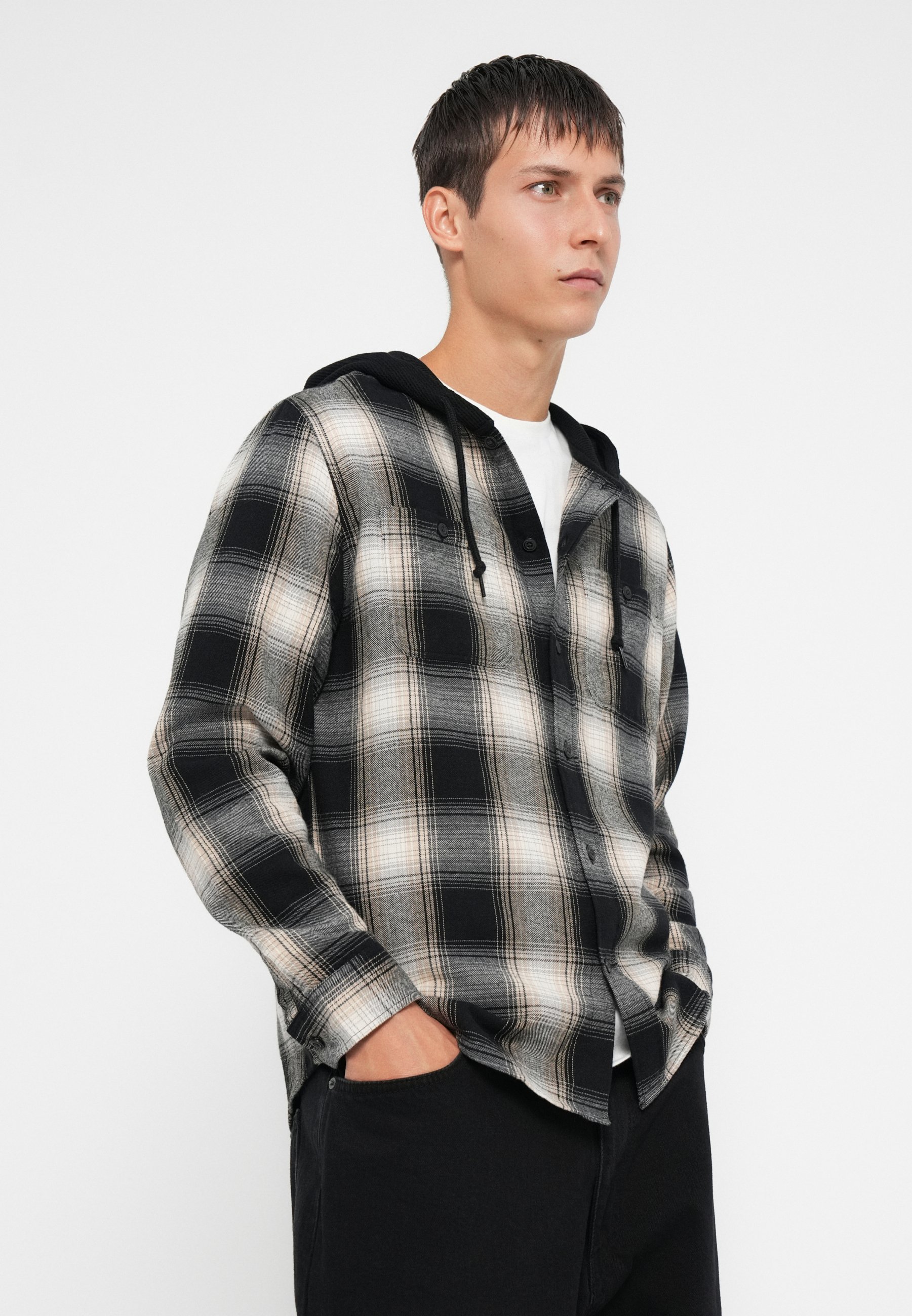 トップス 90s GAP hooded wool flannel shirt Shop Hoodie Flannel Shirt in Standard Fit for Men | GAP UAE