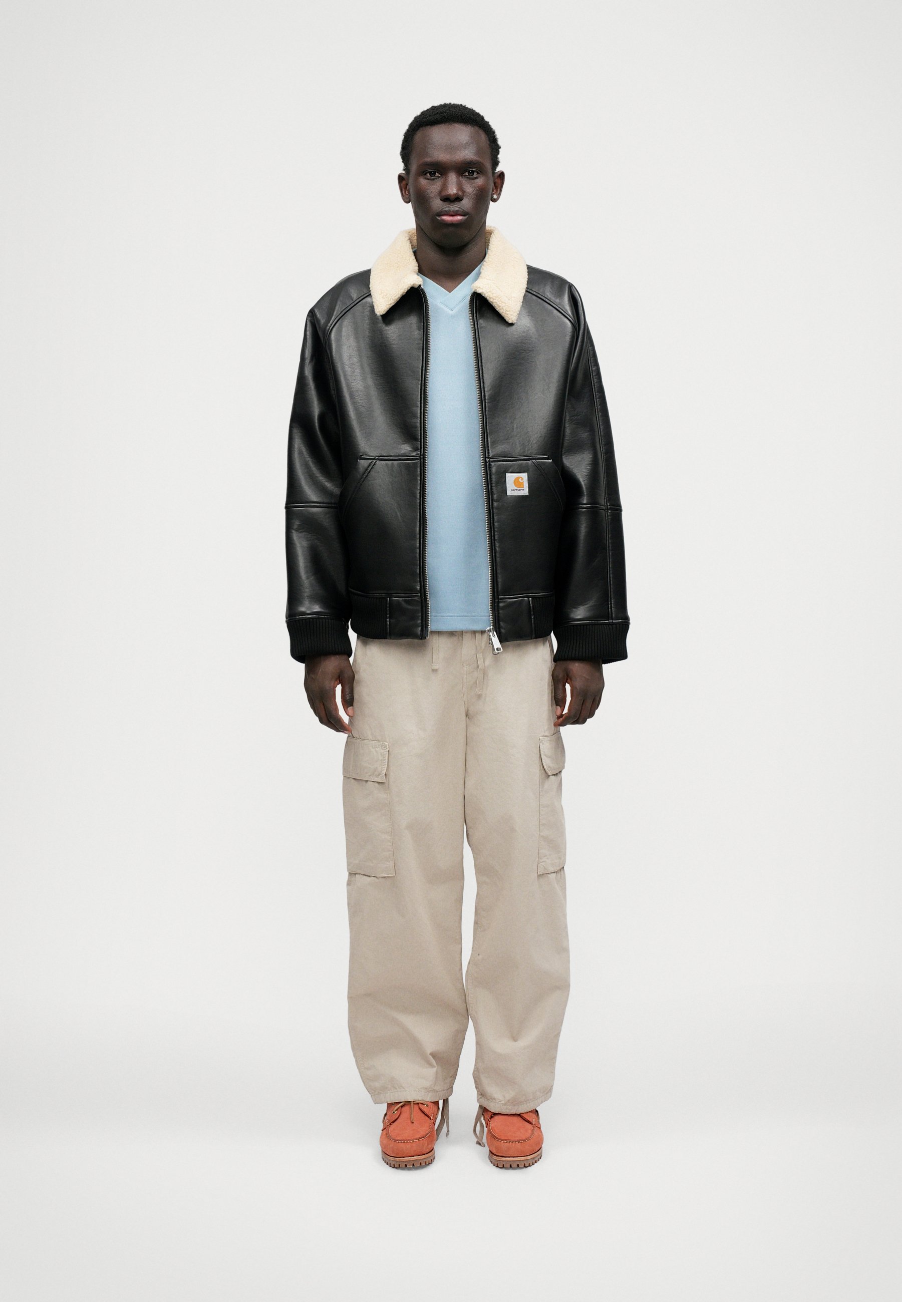 Carhartt WIP SHEPTON JACKET - Faux leather jacket - black/natural 
