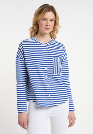Sweater met rits - blau/weiss