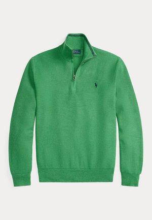 MESH KNIT COTTON QUARTER-ZIP SWEATER - Striktrøje - palm green heather