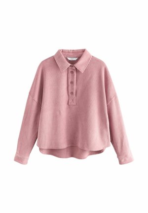 Fleece skjorte i støvet rosa med krave, knaplukning, lange ærmer og en afslappet, cropped pasform. Struktureret ribbet stof.