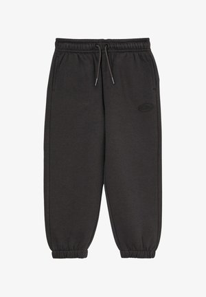 Schwarze Jogginghose mit elastischem Bund, Kordelzug, Seitentaschen und elastischen Bündchen.