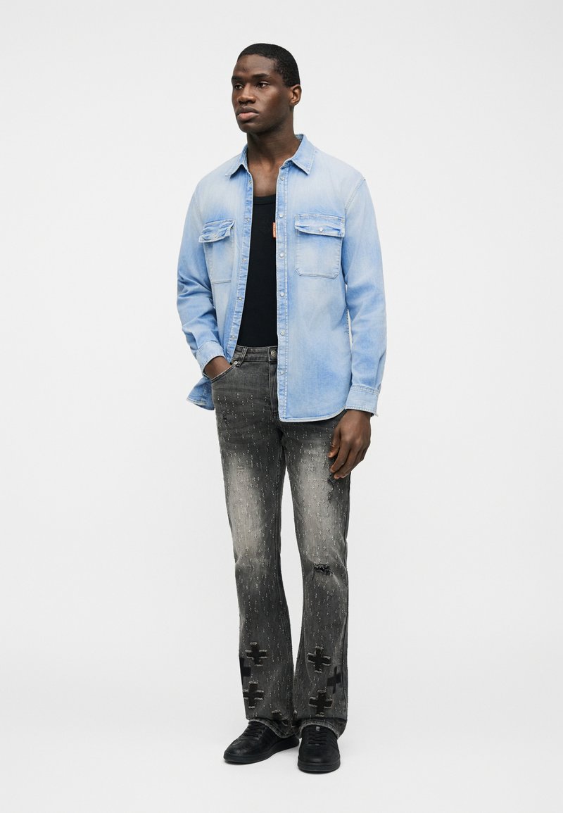Chemise Homme Vintage En Denim Premium - Daniel Cremieux - Taille S - Orange Et Blanc